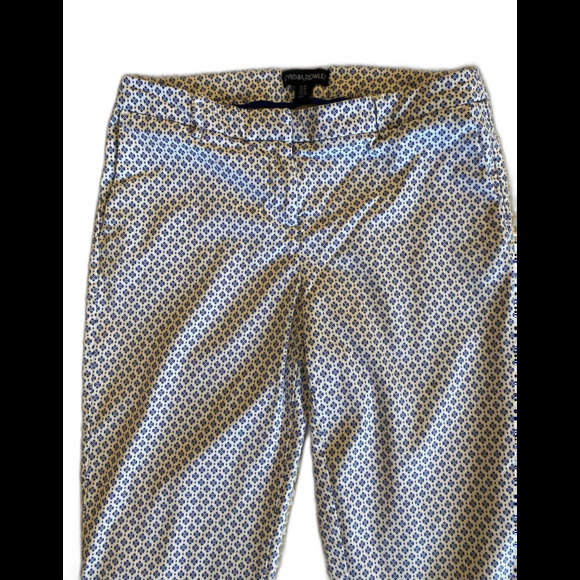 Cynthia Rowley Blue & White Pattern Stretchy Pants Size 10 Zip Front - Picture 2 of 12